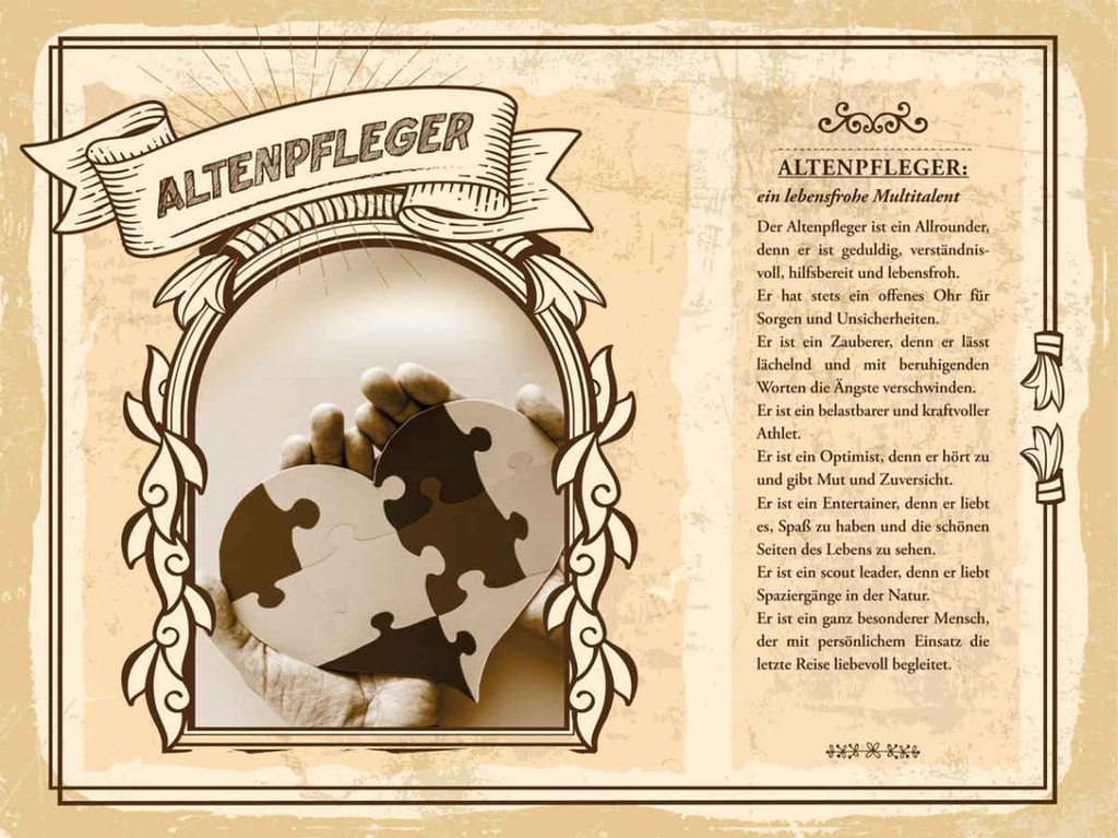 [LA-138156-H] Holzschild 30x40 cm Altenpfleger geduldig hilfsbereit Beruf Arbeit