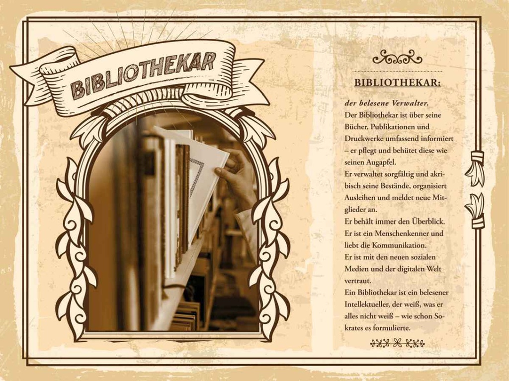 [LA-138175-H] Holzschild 30x40 cm Bibliothekar Verwalter Bücher Beruf Arbeit