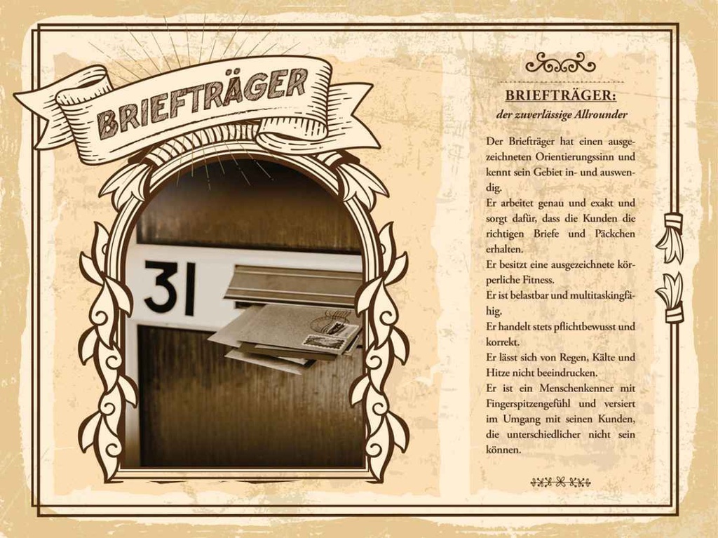 [LA-138179-H] Holzschild 30x40 cm Briefträger zuverlässig Allrounder Beruf Arbeit