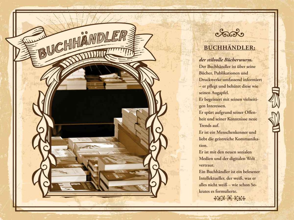 [LA-138183-H] Holzschild 30x40 cm Buchhändler Bücher Aufapfel Trends Beruf Arbeit