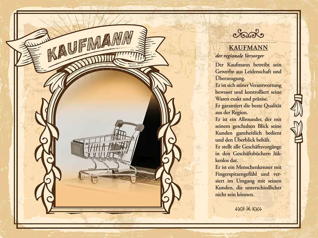 [LA-138227-H] Holzschild 30x40 cm Kaufmann Gewerbe Qualität Beruf Arbeit