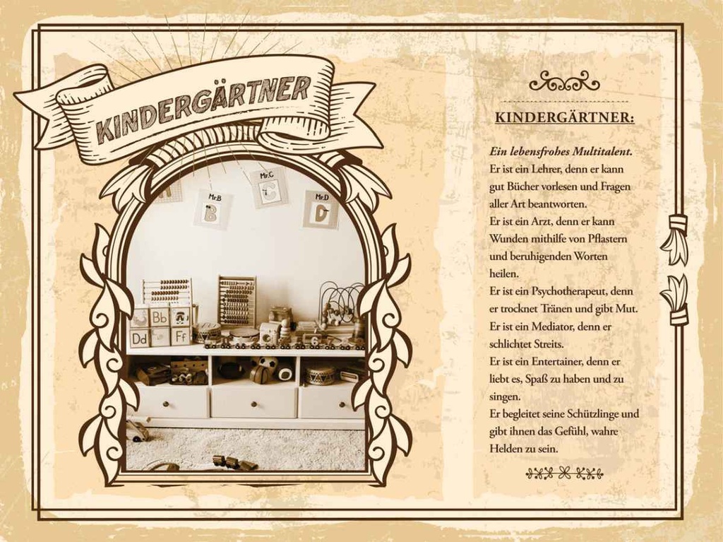 [LA-138230-H] Holzschild 30x40 cm Kindergärtner lebensfroher Lehrer Beruf Arbeit