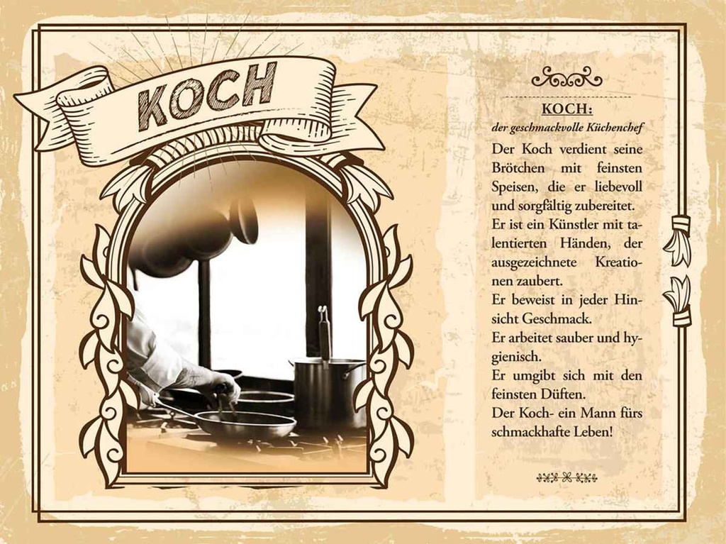[LA-138232-H] Holzschild 30x40 cm Koch Speisen Geschmack Hygiene Beruf Arbeit