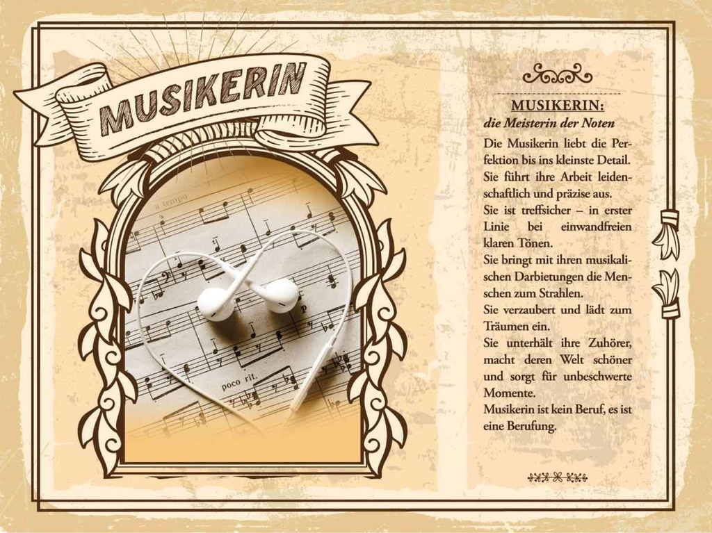 [LA-138253-H] Holzschild 30x40 cm Musikerin Meisterin der Noten Beruf Arbeit