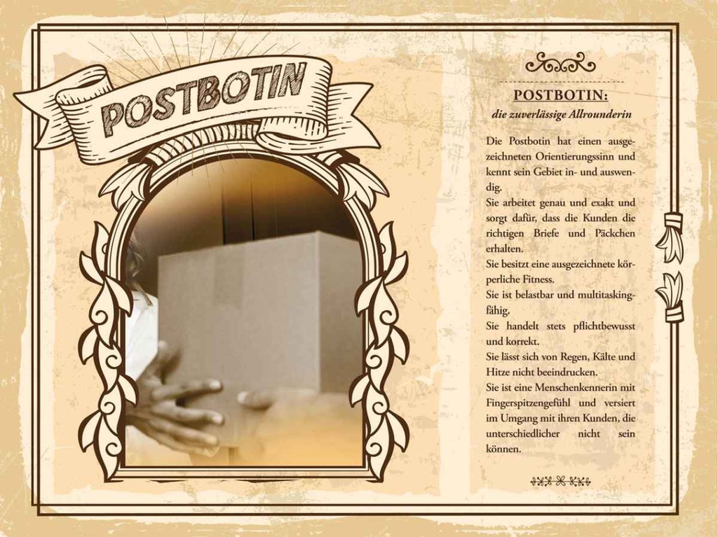 [LA-138262-H] Holzschild 30x40 cm Postbotin Orientierungssinn Gebiet Beruf Arbeit