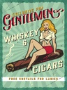 Holzschild 40x30 cm Pinup Exlusive Gentleman Whiskey Pin Up