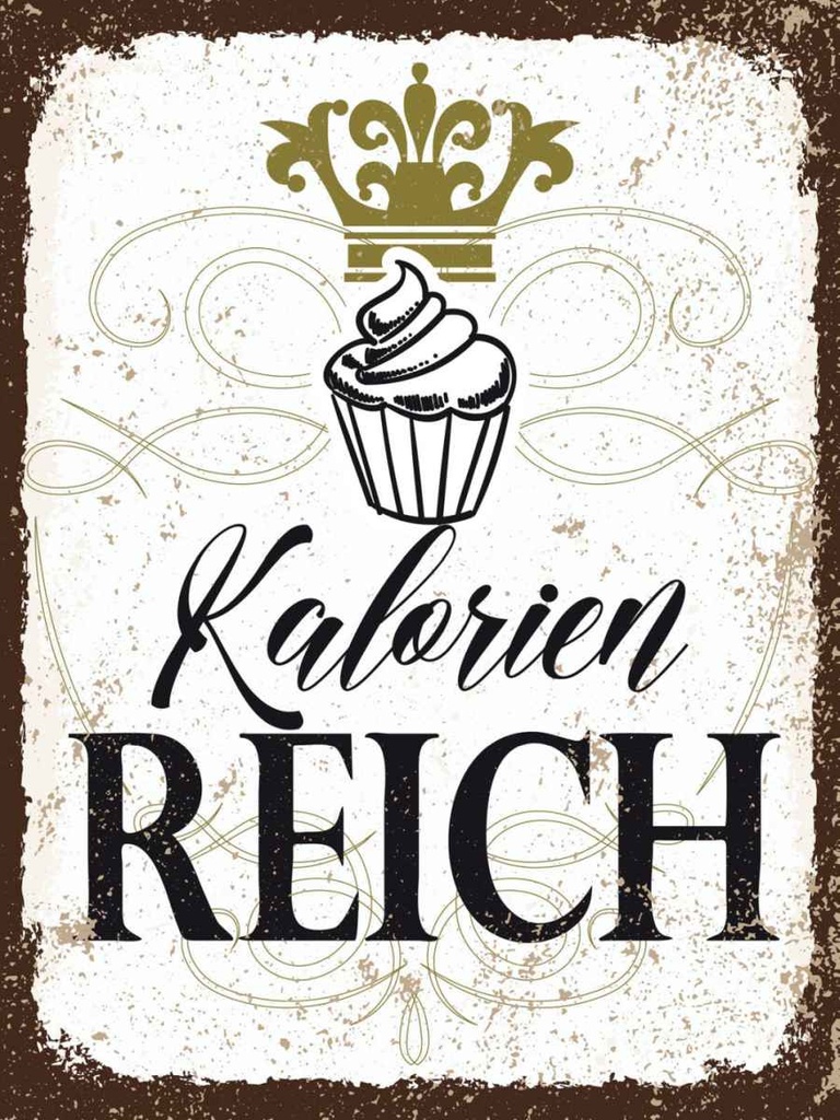 Holzschild 40x30 cm Cupcake Kalorien reich Küche Kochen