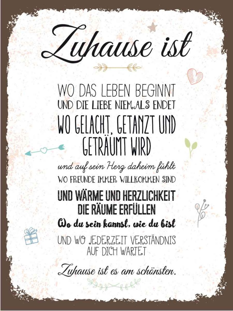 Holzschild 40x30 cm Zuhause ist wo das Leben beginnt Spruch Zitat