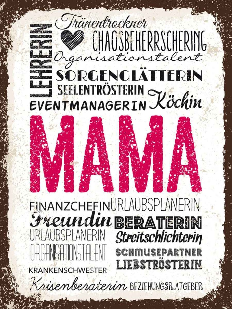 Holzschild 40x30 cm Mama Lehrerin Freundin Köchin Familie Freunde
