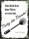 Holzschild 40x30 cm lustig siehst du Reste nutz Bürste Witz Humor Spaß