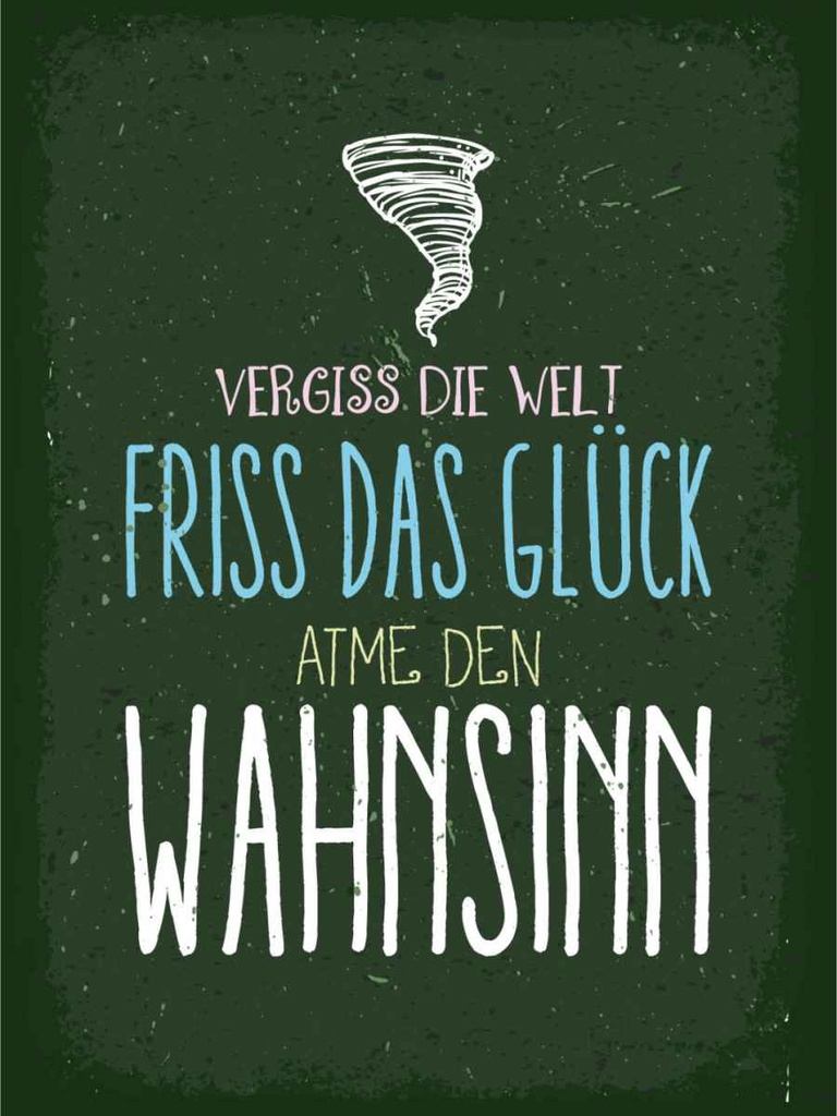 Holzschild 40x30 cm Glück vergiss Welt atme Wahnsinn Spruch Zitat