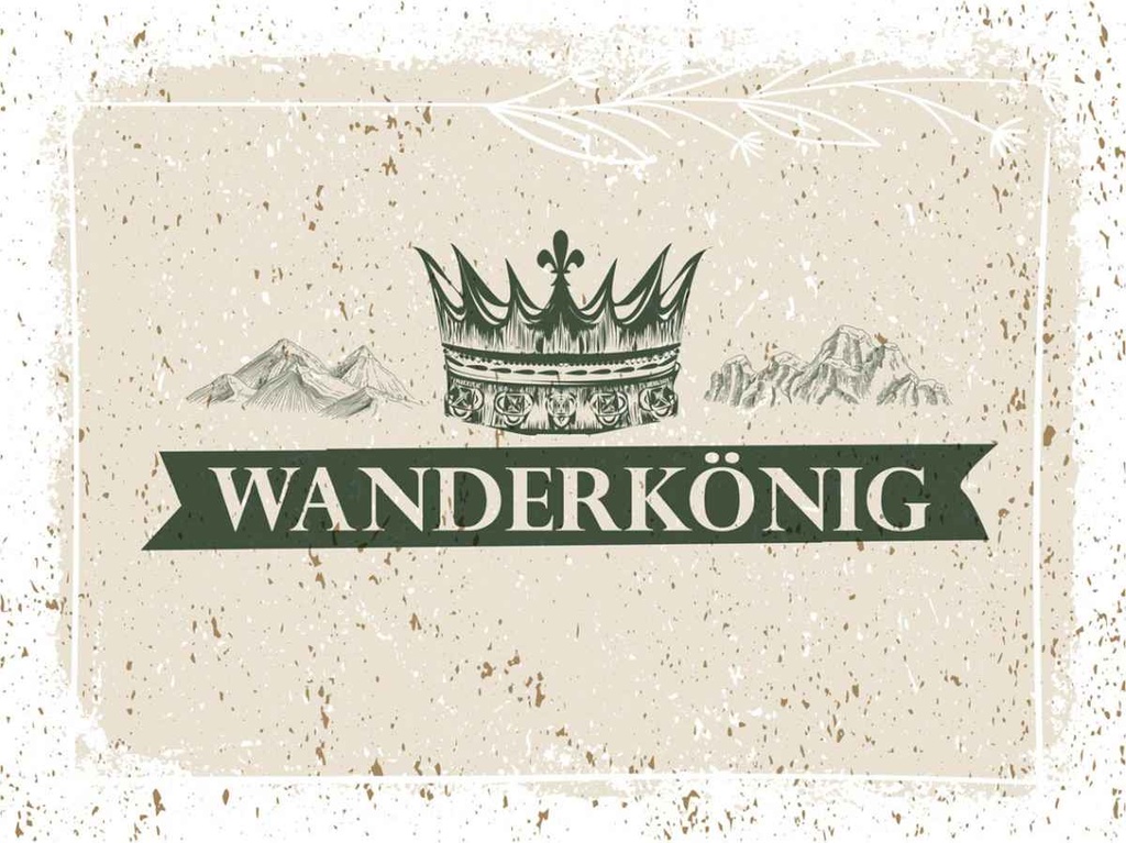 Holzschild 30x40 cm Wanderkönig Krone Berge Dekoration