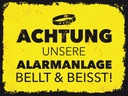 Holzschild 30x40 cm Achtung unsere Alarmanlage beisst