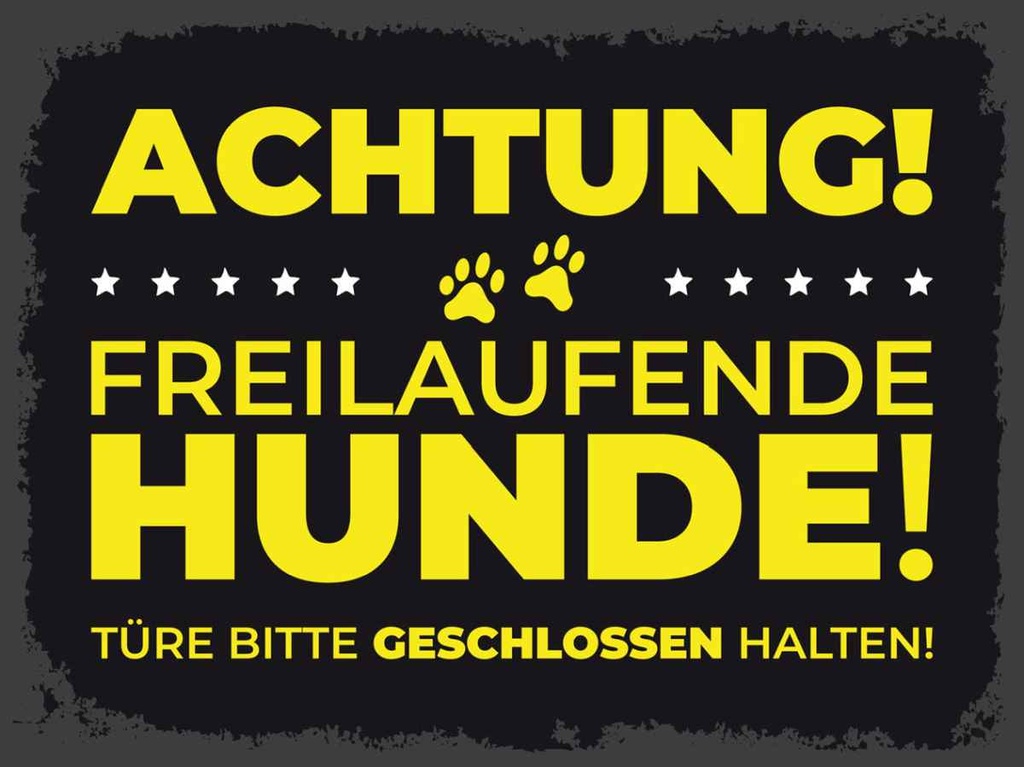 Holzschild 30x40 cm Achtung freilaufende Hunde Warnschild Hinweisschild