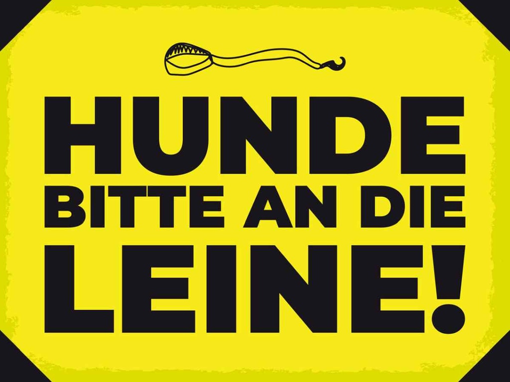 [LA-138666-H] Holzschild 30x40 cm Hunde bitte an die Leine Warnschild Hinweisschild