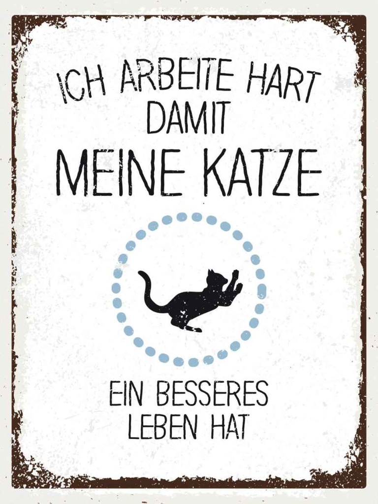 Holzschild 40x30 cm Katze ich arbeite hart damit meine Tier Haustier