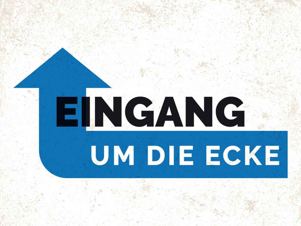 Holzschild 30x40 cm Eingang um die Ecke Warnschild Hinweisschild