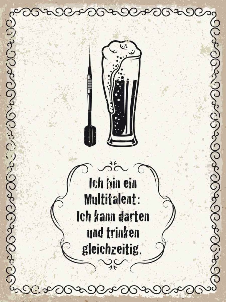 Holzschild 40x30 cm Multitalent kann trinken darten Spruch Zitat