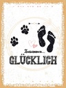 Holzschild 40x30 cm Zusammen Glücklich Hund Mensch Tier Haustier