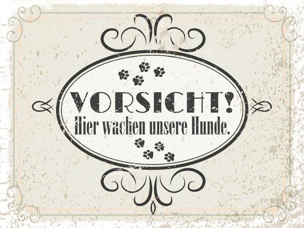 Holzschild 30x40 cm Vorsicht Hier wachen unsere Hunde Warnschild Hinweisschild