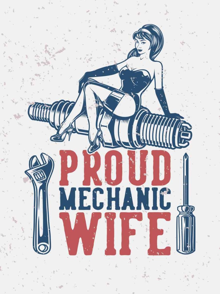 [LA-138713-H] Holzschild 40x30 cm Pinup Proud mechanic wife Pin Up