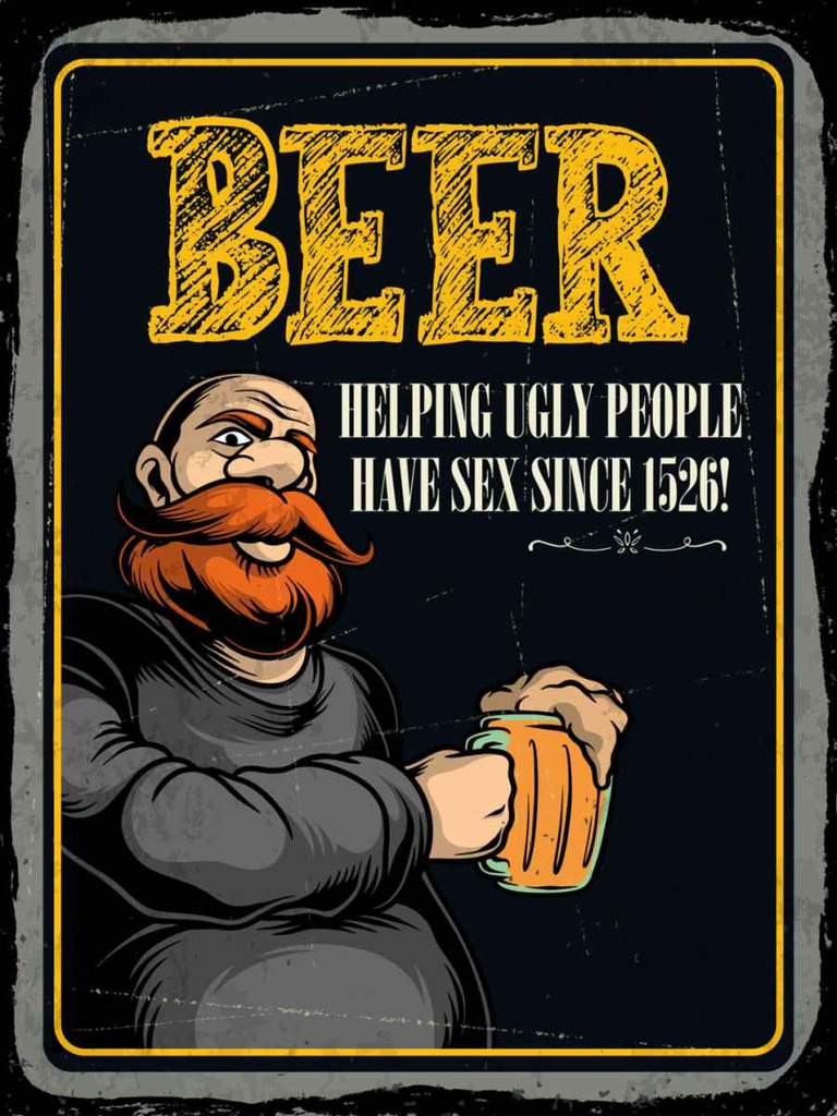 Holzschild 40x30 cm Beer Helping ugly people have Sex