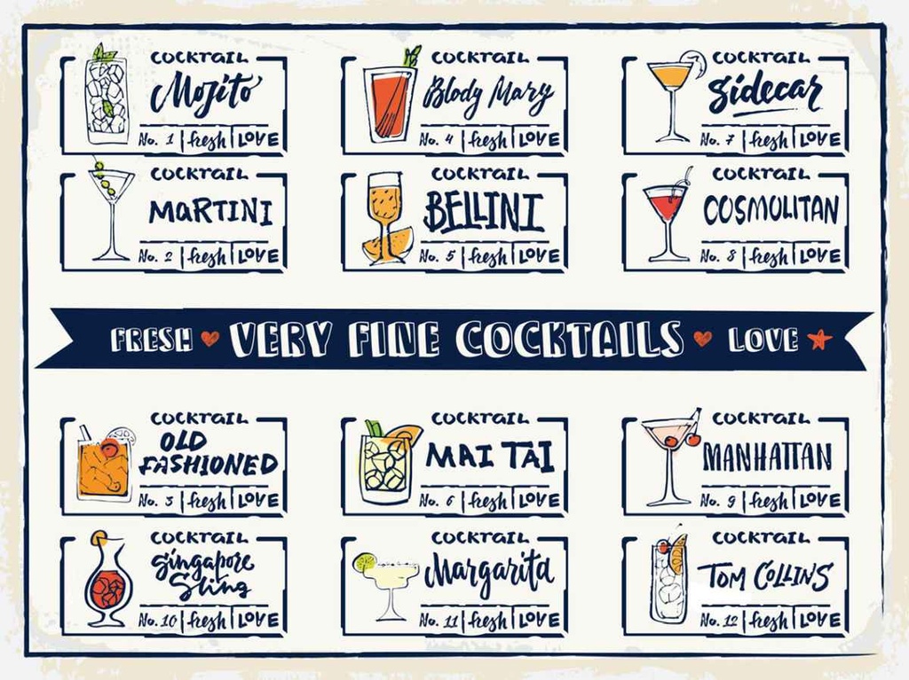 Holzschild 30x40 cm Fresh Cocktails Mojito Maragrita Essen Trinken