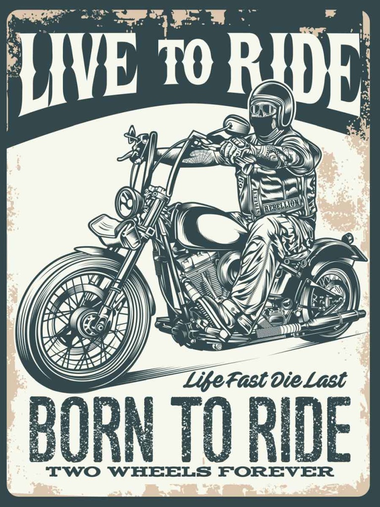 Holzschild 40x30 cm Biker Motorrad born to ride Sport Hobby
