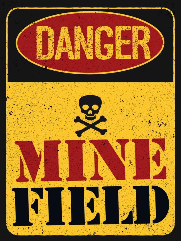 Holzschild 40x30 cm Danger Mine Field Minenfeld Warnschild Hinweisschild