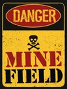 Holzschild 40x30 cm Danger Mine Field Minenfeld Warnschild Hinweisschild