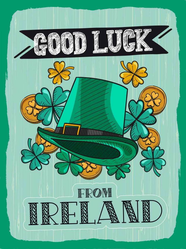 [LA-138734-H] Holzschild 40x30 cm Good Luck From Ireland Europa
