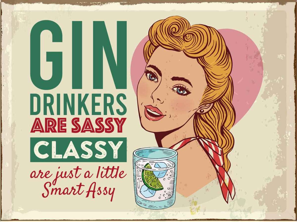Holzschild 30x40 cm Gin Drinkers are sassy classy Essen Trinken