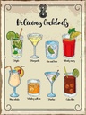 Holzschild 40x30 cm Cocktails Mojito Martini Margarita Essen Trinken
