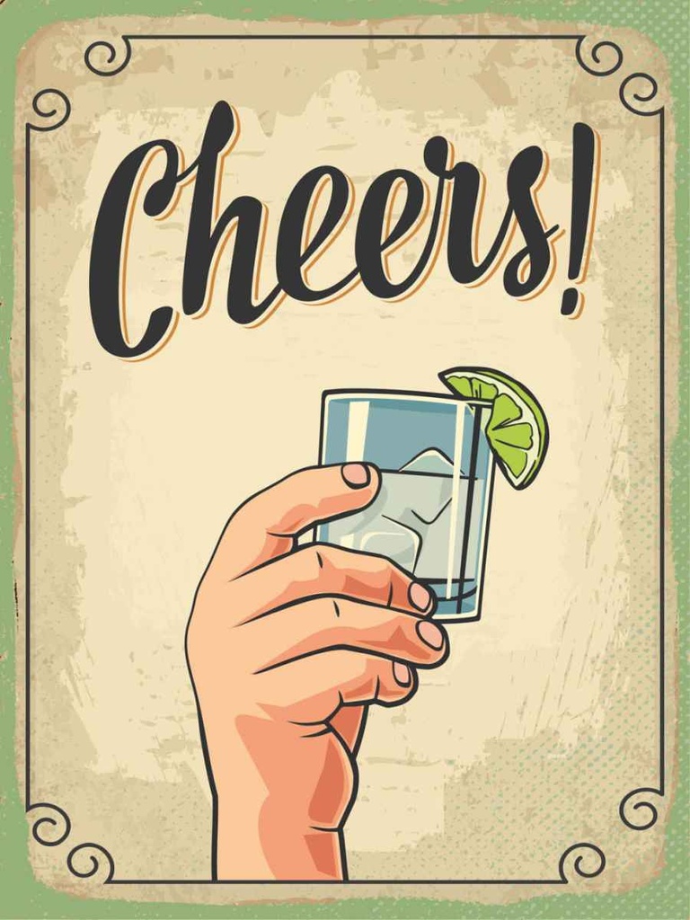 [LA-138743-H] Holzschild 40x30 cm Cheers Gin Tonic Lemon Prost England