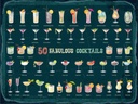 Holzschild 30x40 cm 50 Fabulous Cocktails Drinks Essen Trinken
