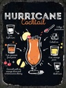 Holzschild 40x30 cm Hurricane Cocktail Recipe Essen Trinken