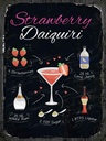 Holzschild 40x30 cm Strawberry Daiquiri Cocktail Essen Trinken