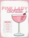 Holzschild 40x30 cm Pink Lady Cocktail Recipe Essen Trinken