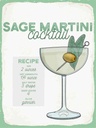 Holzschild 40x30 cm Sage Martini Cocktail Recipe Essen Trinken