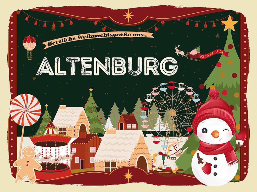 Holzschild 30x40 cm Weihnachtsgrüße aus Altenburg Weihnachten