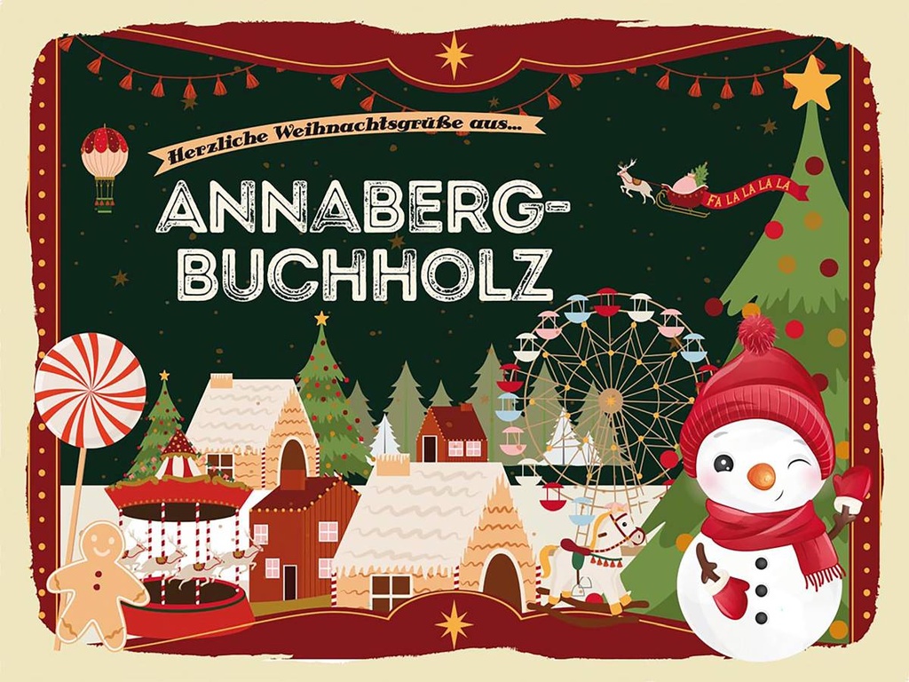 Holzschild 30x40 cm Weihnachtsgrüße aus ANNABERG-BUCHHOLZ Weihnachten