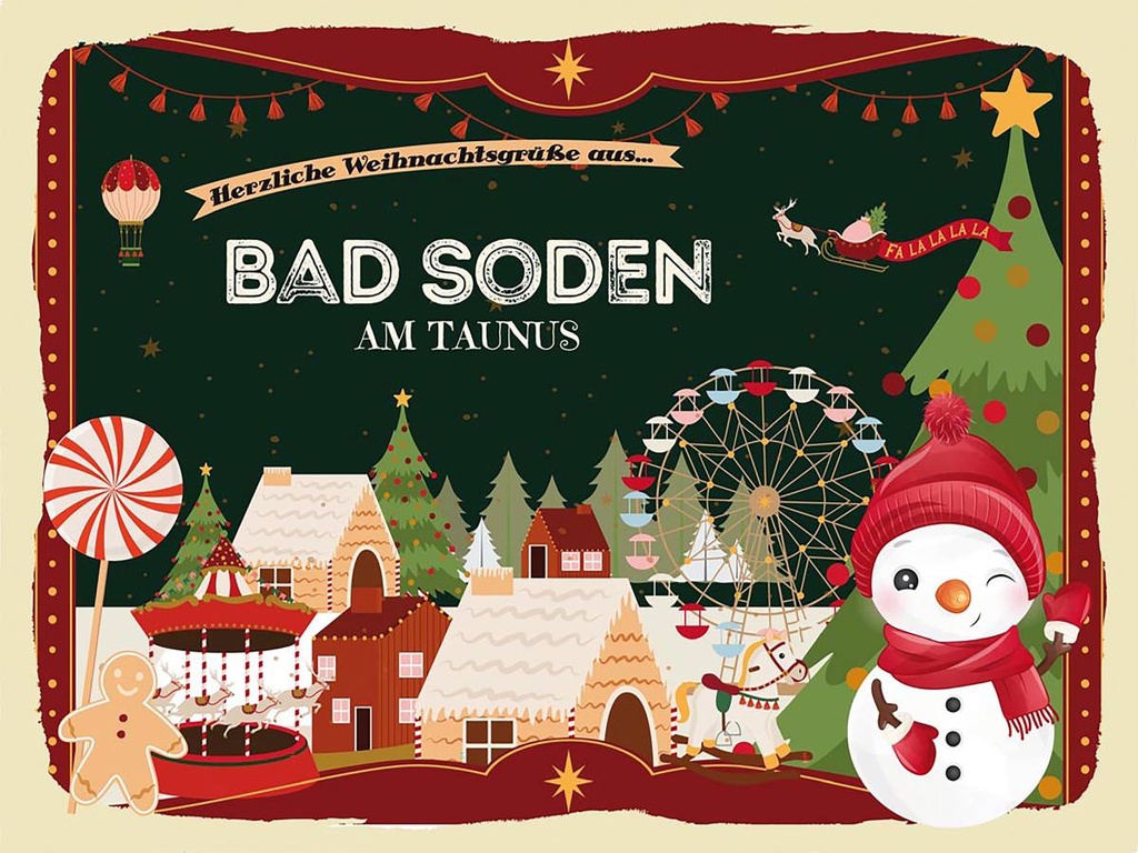 Holzschild 30x40 cm Weihnachtsgrüße aus Bad Soden Weihnachten
