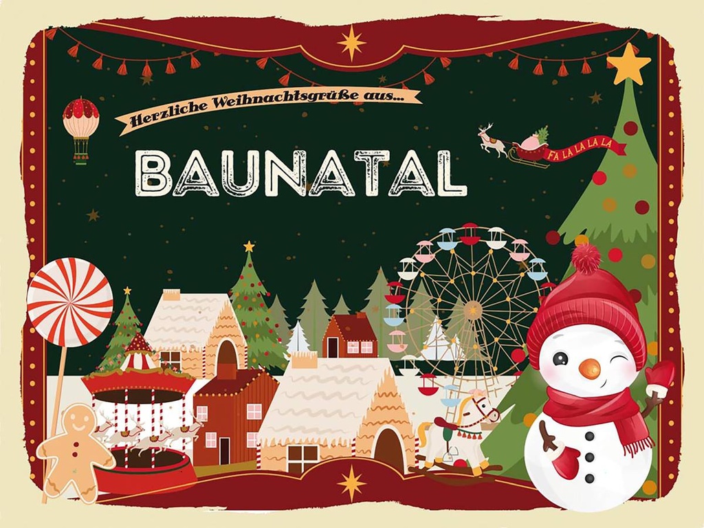 Holzschild 30x40 cm Weihnachtsgrüße aus Baunatal Weihnachten