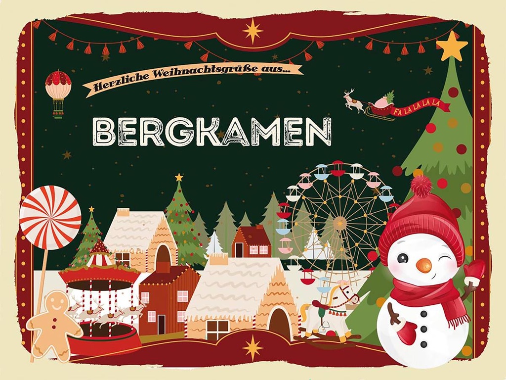 Holzschild 30x40 cm Weihnachtsgrüße aus Bergkamen Weihnachten
