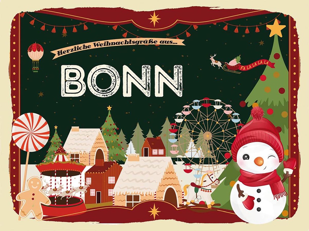 Holzschild 30x40 cm Weihnachtsgrüße aus BONN Weihnachten