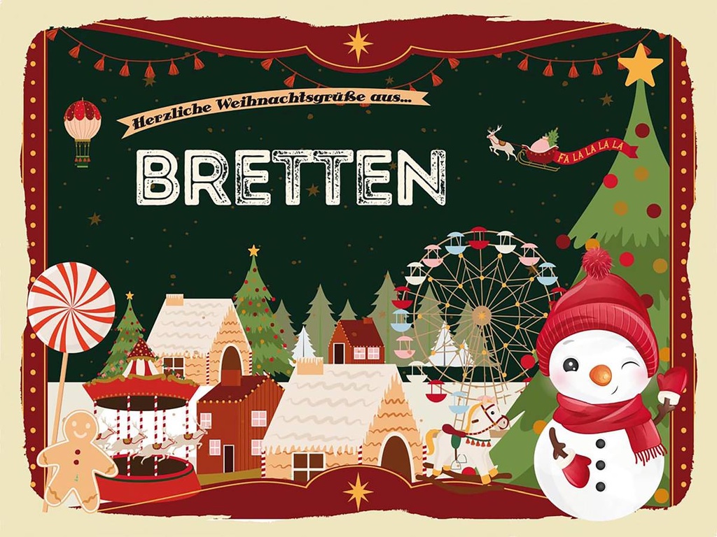 Holzschild 30x40 cm Weihnachtsgrüße aus BRETTEN Weihnachten