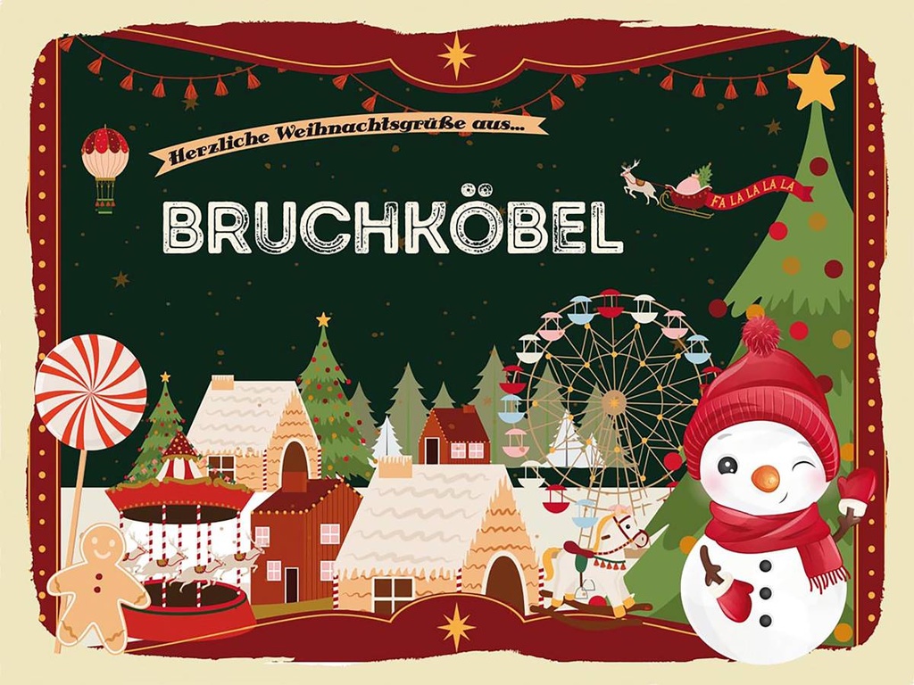 Holzschild 30x40 cm Weihnachtsgrüße aus Bruchköbel Weihnachten