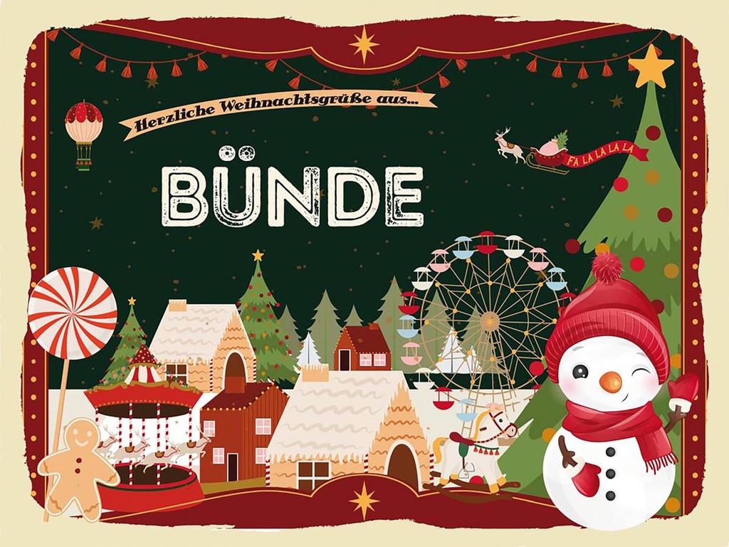 Holzschild 30x40 cm Weihnachtsgrüße aus Bünde Weihnachten Fest