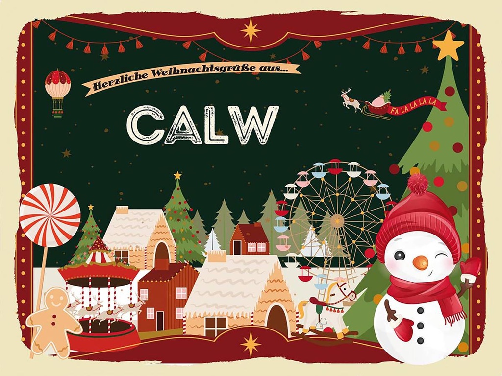 Holzschild 30x40 cm Weihnachtsgrüße aus Calw Weihnachten Fest