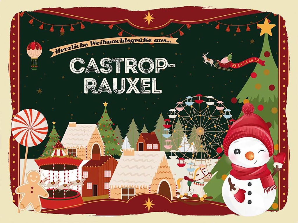 Holzschild 30x40 cm Weihnachtsgrüße aus Castrop-Rauxel Weihnachten